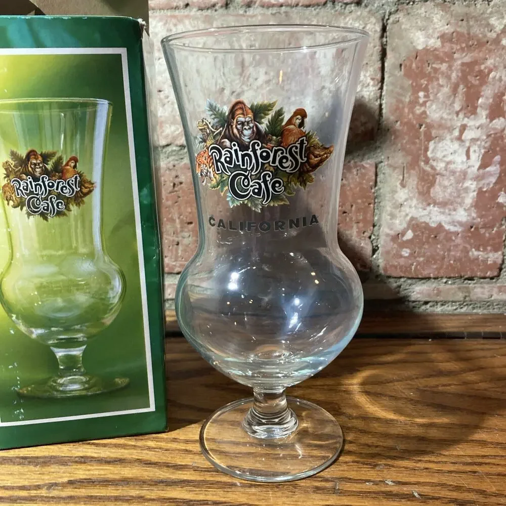 Rainforest Cafe Souvenir Nashville Hurricane Cocktail Glass 8” Tall New!